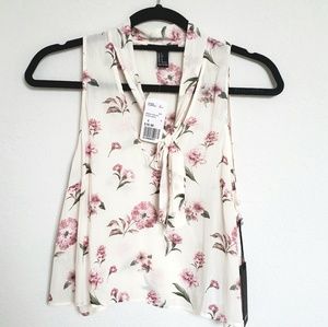 Tie Neck Floral Sleeveless top